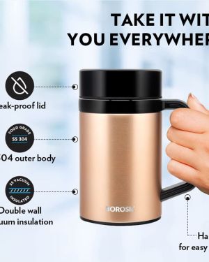 Borosil Hydra EasyGo Insulated Mug 410 ml (Bronze)