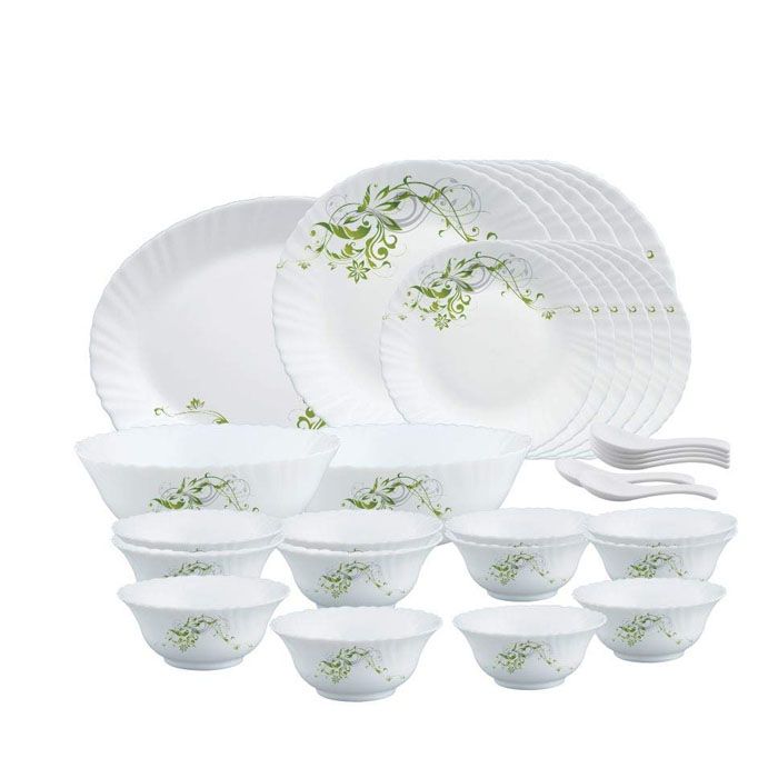Larah by Borosil Erba Opalware 33 pcs Durable & Beautiful Dinner Set