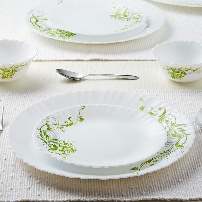 Larah by Borosil Erba Opalware 33 pcs Durable & Beautiful Dinner Set