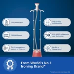 Philips STE1020/40 Standing Garment Steamer 1800W 1.8L Tank 36g/min Steam Double Pole Design | Fast Wrinkle Removal - Image 2
