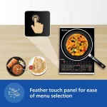 Philips HD4938/01 Induction Cooktop 2100W Sensor Touch Control 10 Preset Menus Black Glass | Fast & Safe Cooking - Image 2