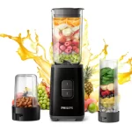 Philips HR2603/90 Nutri Blend Mixer Grinder 350W with 3 Jars High RPM Smoothie Maker Compact Design
