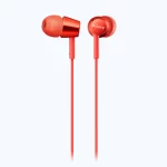 Sony MDR-EX155 In-Ear Headphones (Red) | Powerful Bass Wired Earphones with Comfortable Fit