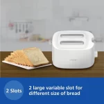 Philips HD2582/00 830W 2-Slice Pop-Up Toaster with Bun Warmer | 8 Browning Settings | Wide Slots | White - Image 2