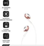 JBL T205BT Bluetooth Headset (Rose Gold, In the Ear) | Wireless Neckband Earphones with JBL Pure Bass Sound - Image 3
