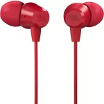 JBL T50HI Wired Headset (Red, In the Ear) | JBL Pure Bass Earphones with Mic & Noise Isolation