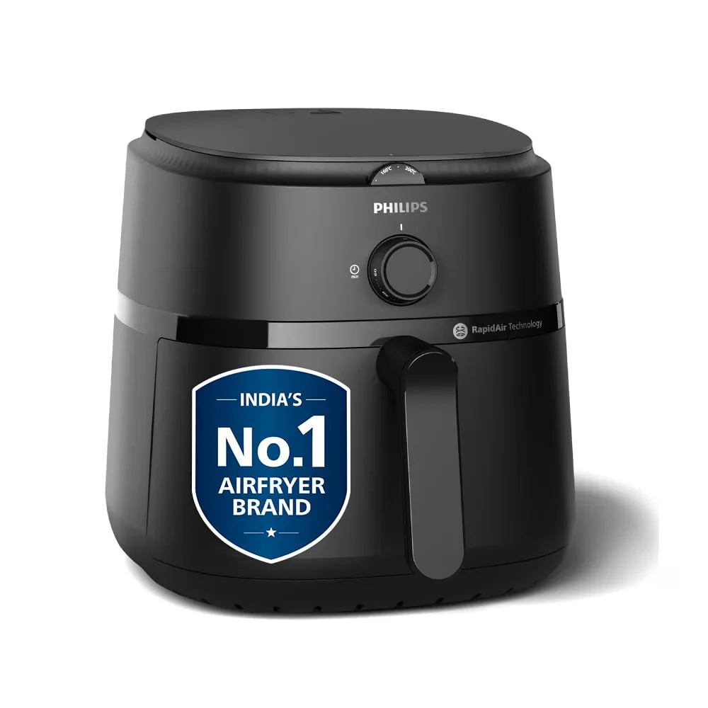 NA130 (1) PHILIPS NA130/00, 6.2 Litre Extra Large Air Fryer, 1700W, RapidAir Technology, Analog Controls, Black - Image 1