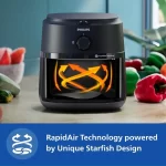 PHILIPS NA130/00, 6.2 Litre Extra Large Air Fryer, 1700W, RapidAir Technology, Analog Controls, Black - Image 3