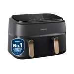 PHILIPS NA352/00 Dual Basket Airfryer, 9L Capacity | Double Basket Design | Rapid Air Technology | Digital Touch Panel | Adjustable Temperature & Timer | 100% Food Safe