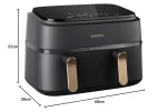 PHILIPS NA352/00 Dual Basket Airfryer, 9L Capacity | Double Basket Design | Rapid Air Technology | Digital Touch Panel | Adjustable Temperature & Timer | 100% Food Safe - Image 7