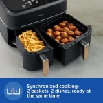 PHILIPS NA352/00 Dual Basket Airfryer, 9L Capacity | Double Basket Design | Rapid Air Technology | Digital Touch Panel | Adjustable Temperature & Timer | 100% Food Safe - Image 4